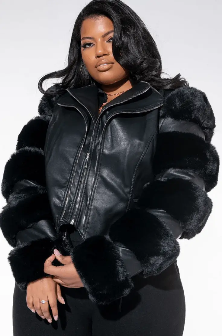 PLUS AZALEA WANG BABETTE FAUX FUR MOTO 1 1