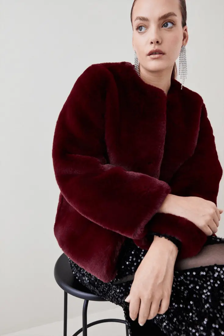 Plus Size Long Sleeve Faux Fur Short Coat 1 1