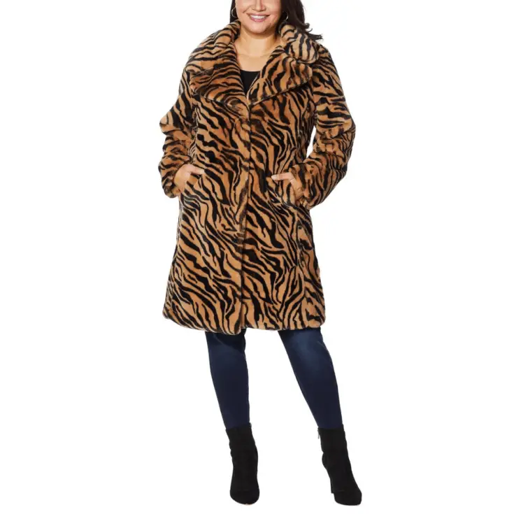 Avec Les Filles Faux Fur Bunny Knee Length Coat 2 1