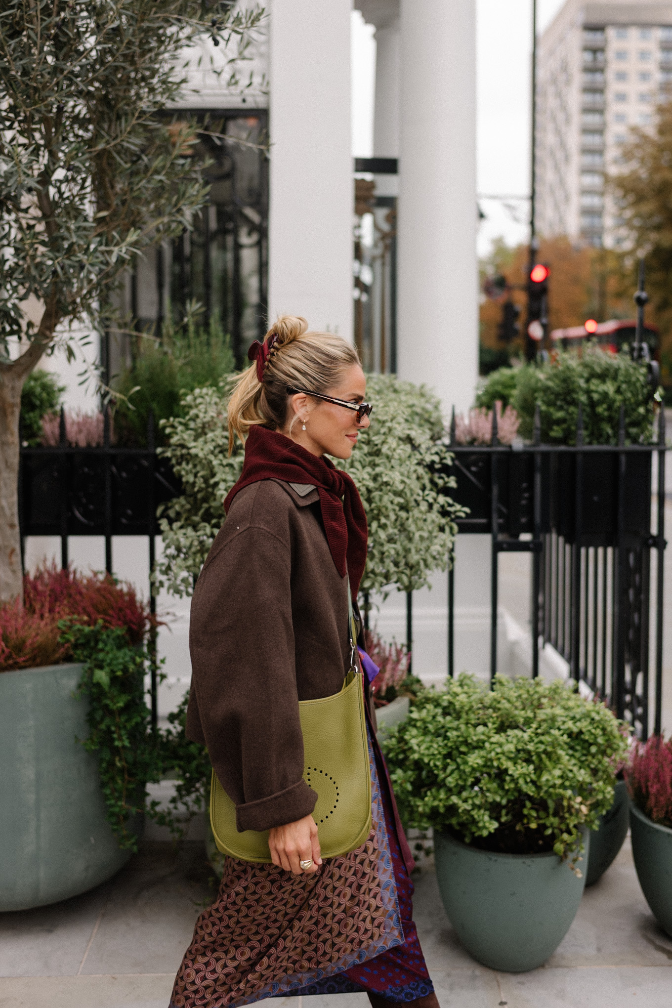 wool jacket leather collared shirt silk wrap skirt suede boots