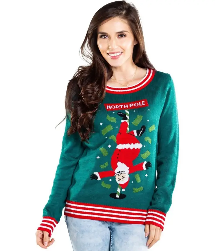 Womens North Pole Dancer Ugly Christmas Sweater