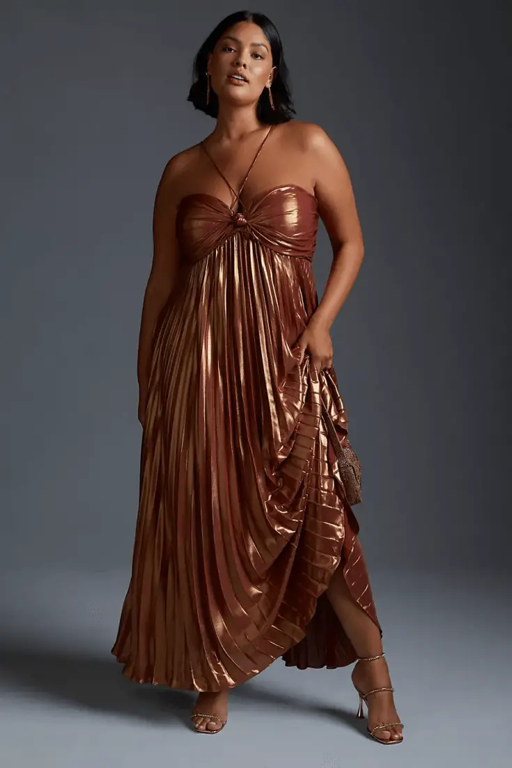 By Anthropologie Plisse Halter Dress 1 1