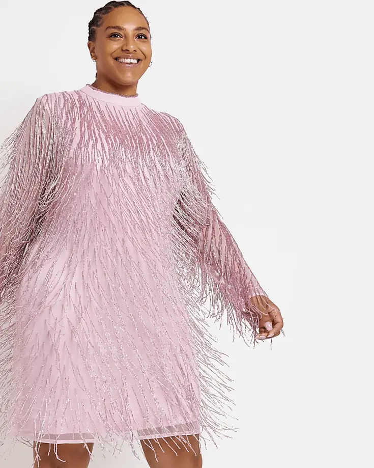 PLUS PINK SEQUIN EMBELLISHED SHIFT MINI DRESS 1 1