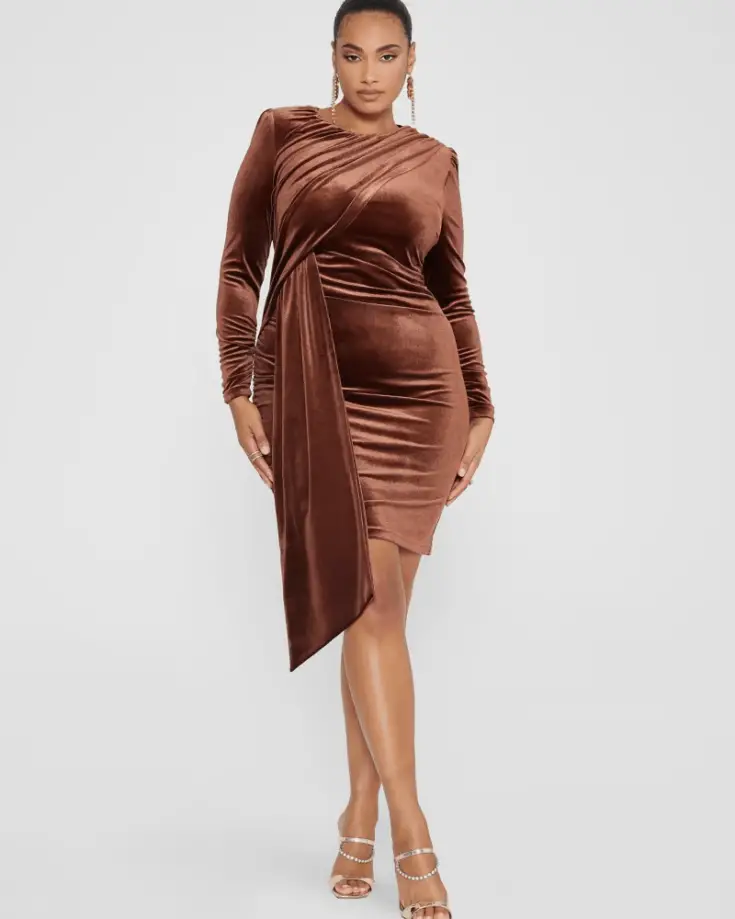 Tyana Velvet Draped Dress 2 1 1