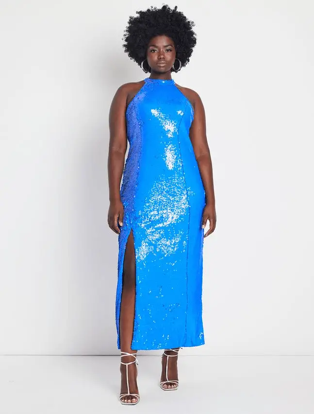 Sequin Maxi Dress With Slit 1
