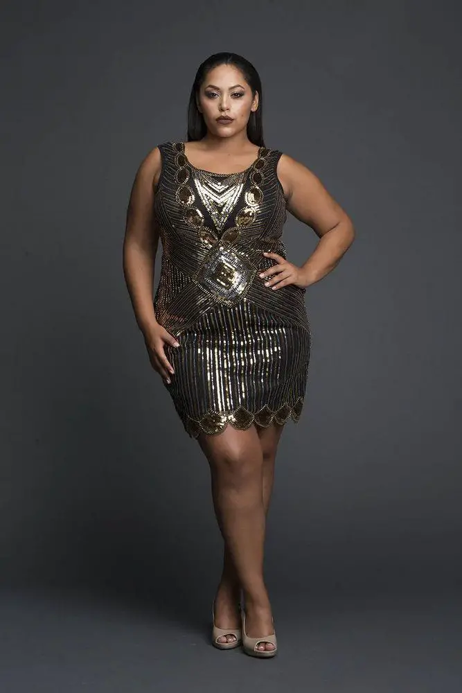 SEQUINED ORNATE WAVE HEM GODDESS COCKTAIL DRESS 1 2