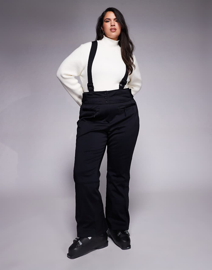 ASOS 4505 Curve soft shell water repellent kick flare ski pants in black