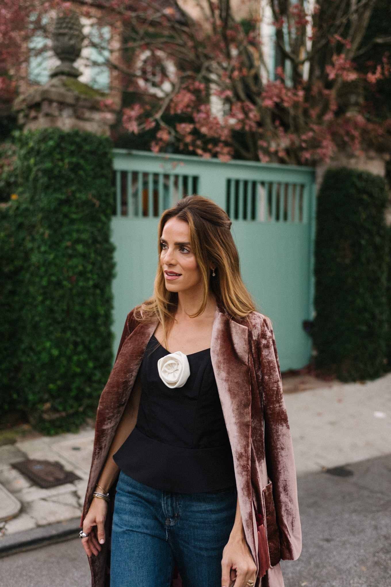 corset top velvet blazer coat blue denim