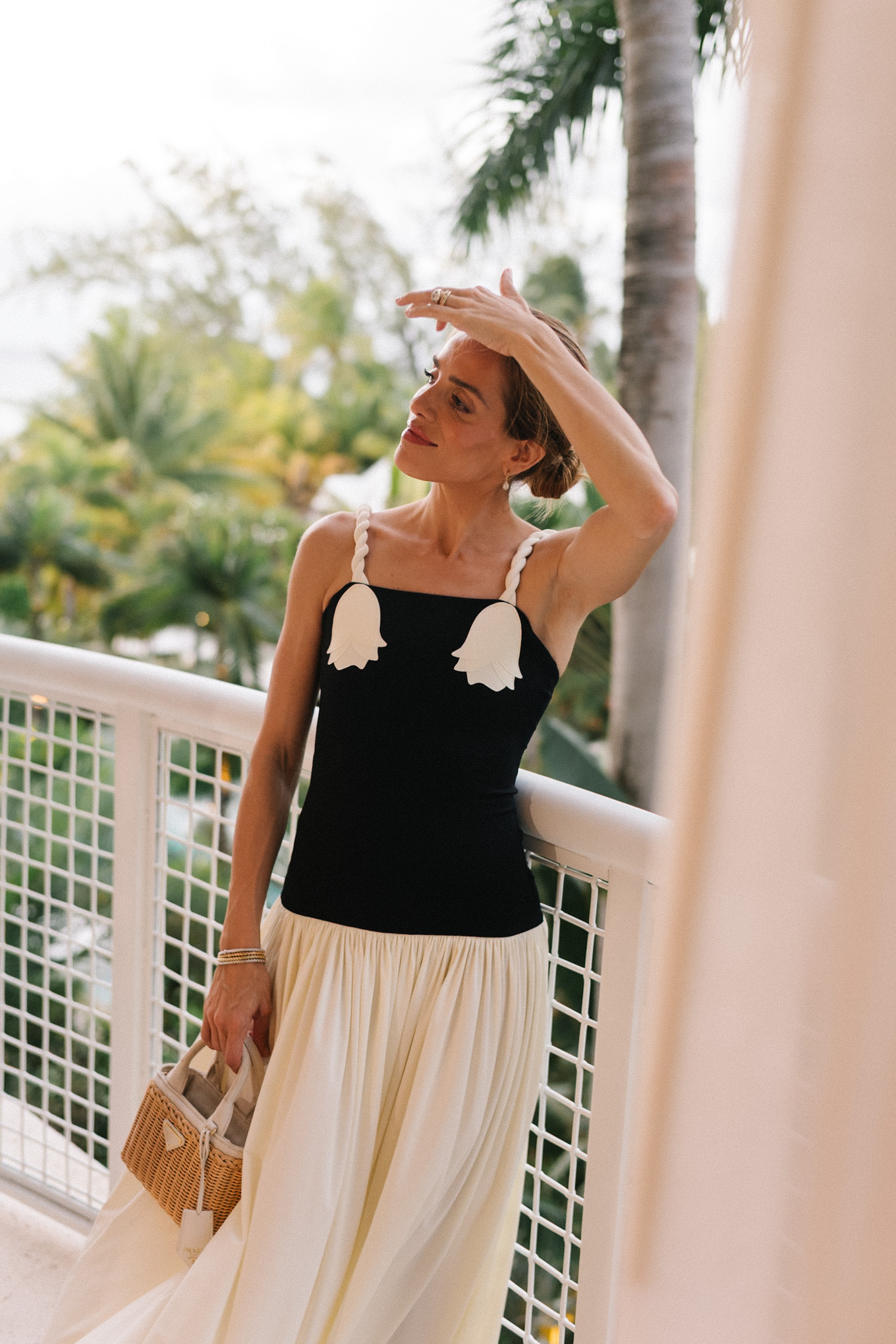 black and white fit and flare maxi dress