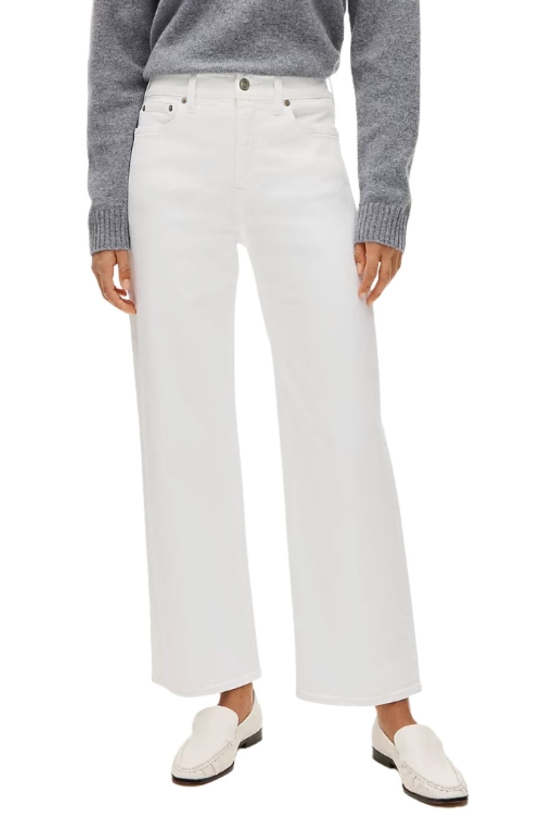 slim wide white denim