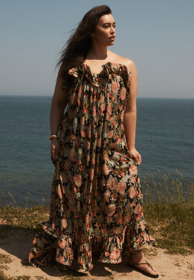 Image for Ruffled Metallic Maxi Dress