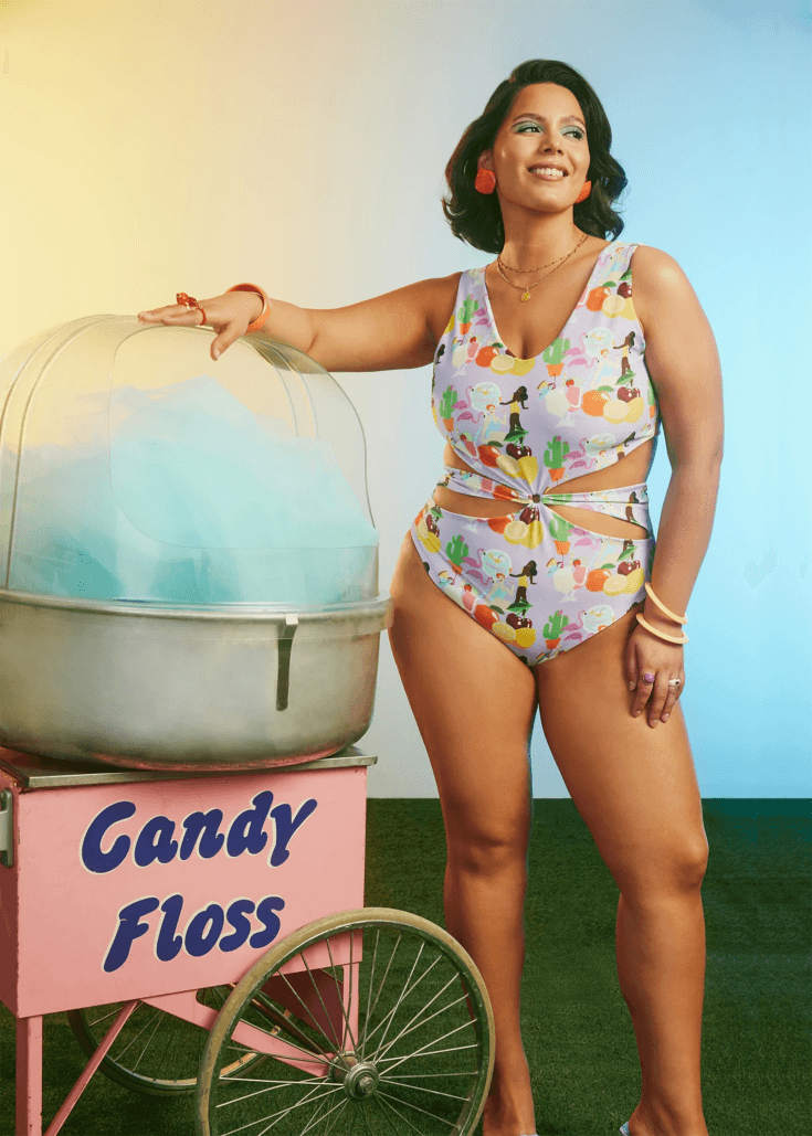 Hilary MacMillan Swim 22 COCKTAIL PRINT CUT OUT ONE PIECE 1